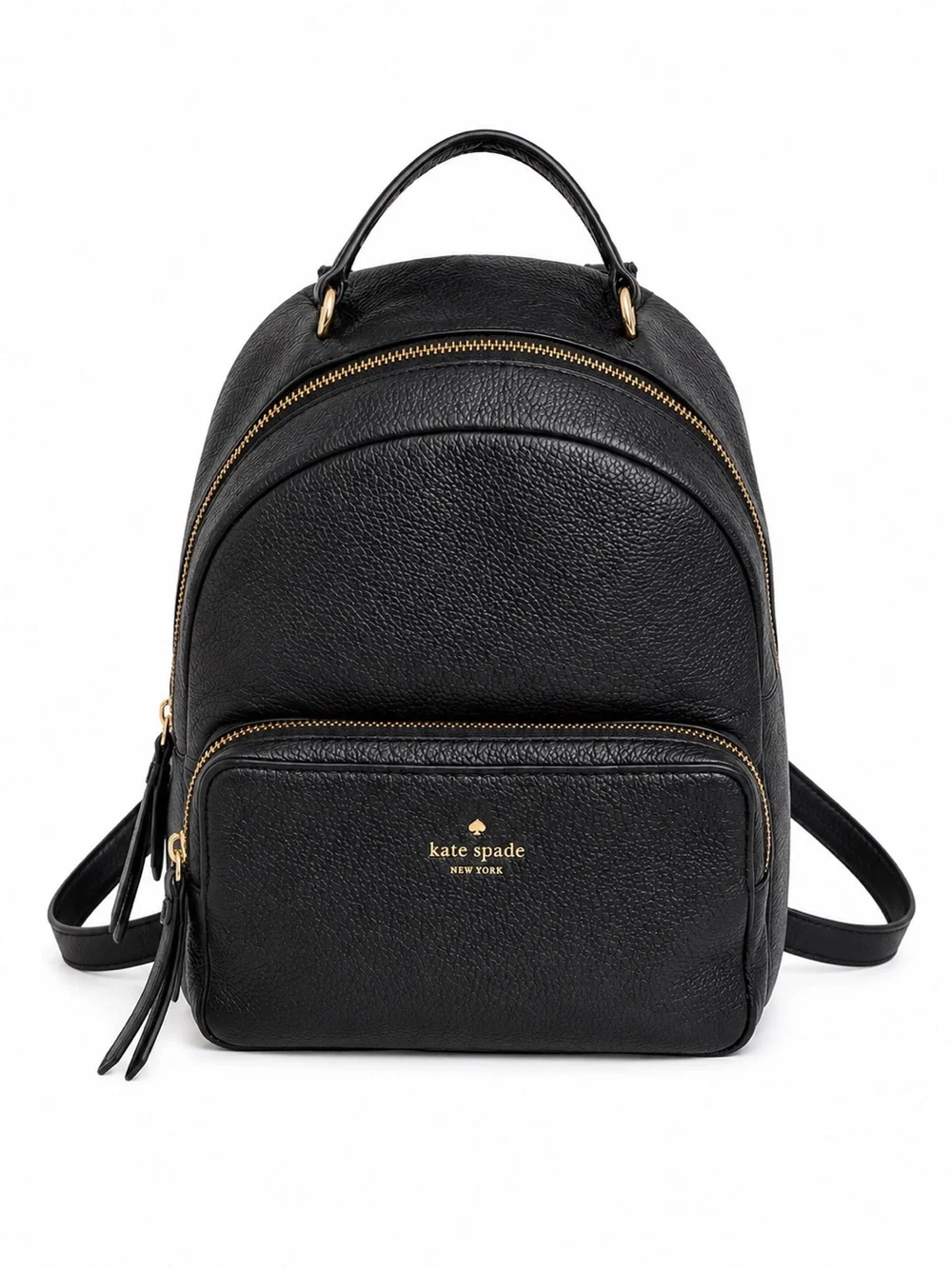 Kate Spade Black Pebbled Leather Mini Backpack Gold Hardware Travel Purse